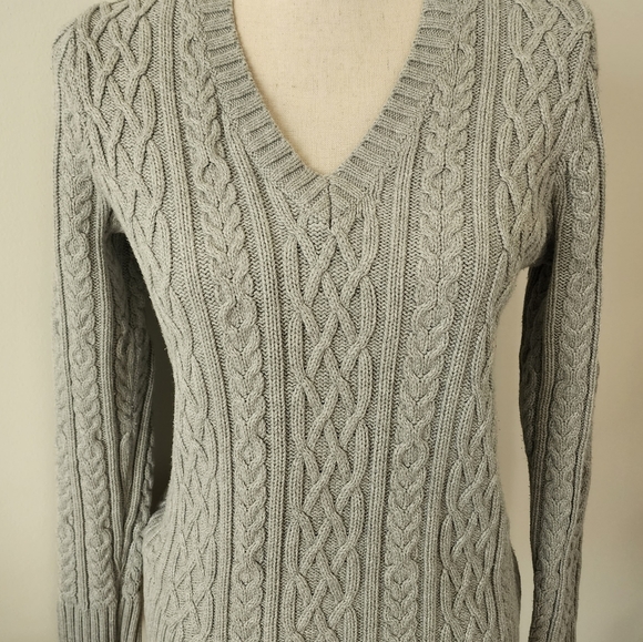 PRIA ladies gray cable knit sweater size M - Picture 5 of 8